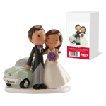 Adorno para tarta de boda con forma de coche "Recién casados" 12cm Dekora
