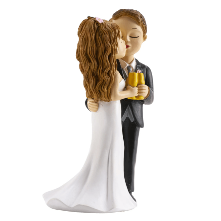 Figurita de pareja casada besándose (vista de espaldas)