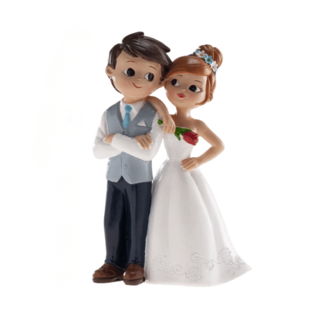 Figura para pastel de bodas con decoración de rosas