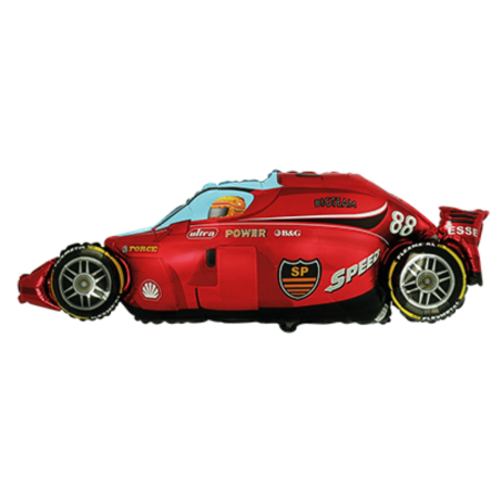 Globo de helio, coche de carreras rojo de Fórmula 1