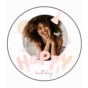 Foto comestible redonda de 24 cm Happy Birthday