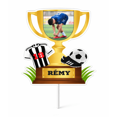 Adorno personalizado para pastel con forma de trofeo de fútbol