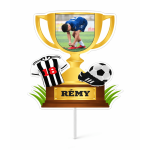 Adorno personalizado para pastel con forma de trofeo de fútbol