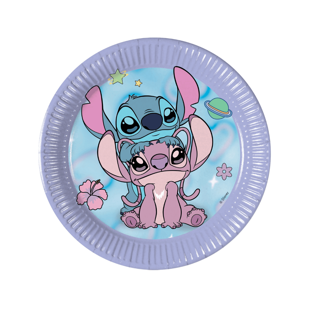 8 platos de postre de cartón de Stitch y Angel