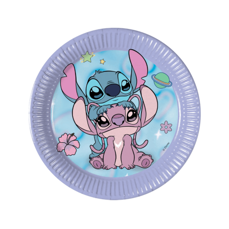 8 platos de postre de cartón de Stitch y Angel