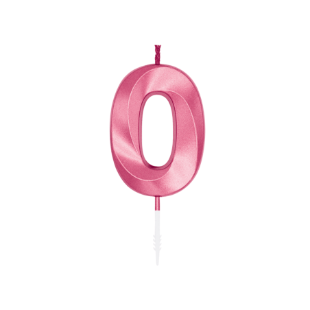 Vela de cumpleaños con el número 0 de metal rosa