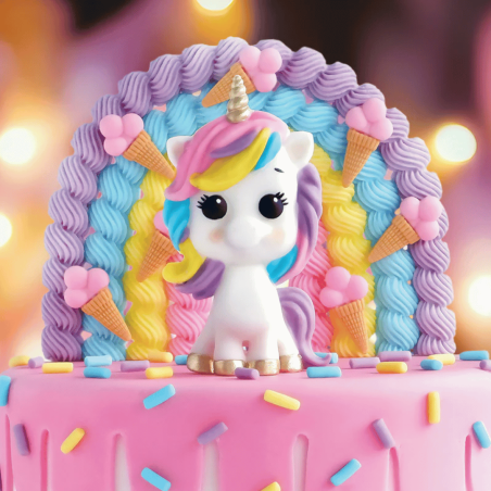 Modelado de unicornios en pasta de azúcar