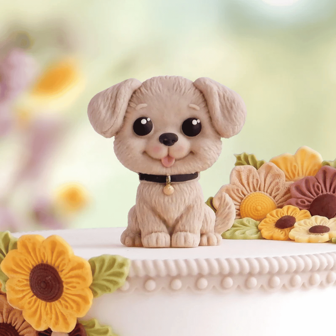 Molde de silicona para modelar perros en pasta de azúcar.