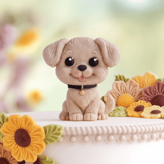 Molde de silicona para modelar perros en pasta de azúcar.