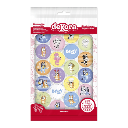 Mini disco comestible para cupcakes y pasteles, Bluey Dekora
