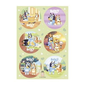 6 mini discos de oblea para cupcakes Bluey y Bingo
