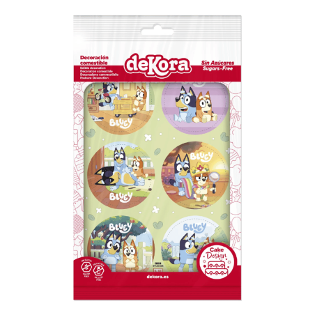 6 mini discos azymes cupcakes Bluey Dekora