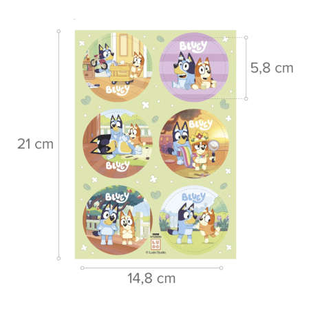 Mini discos de oblea para cupcakes y pasteles, Bluey x6