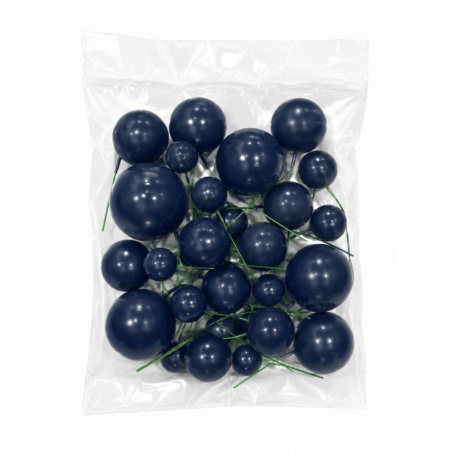 Juego de 20 bolitas decorativas para pastel de color azul marino de Azucren