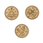 3 cortadores de galletas para decorar galletas navideñas: reno, magia navideña y árbol de Navidad.