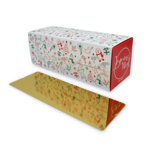 Caja de madera rígida de cartón con base dorada
