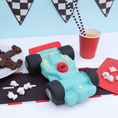 Idea para decorar con moldes de silicona azules para coches de Fórmula 1