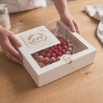 Caja blanca para pasteles con ventana para pastelero con etiqueta