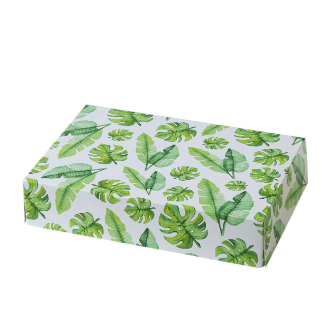 Lata para galletas con estampado de hojas Decora