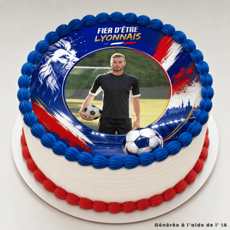 Foto comestible del equipo de fútbol de Lyon redonda 20 cm