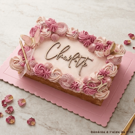 Soporte rectangular para tartas rosa bebé 30x25 cm