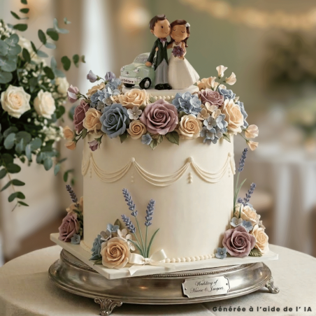Coche para decorar la tarta de bodas recién casados