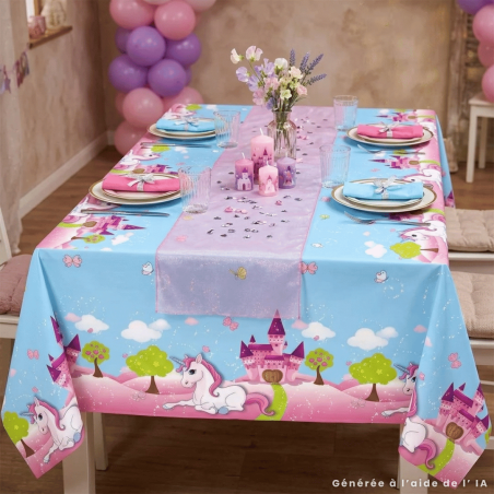 Mantel unicornio de cumpleaños de 180x120 cm en plástico