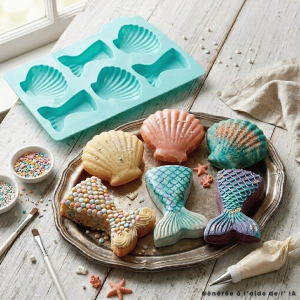 Molde de silicona para mini pasteles de sirena, 6 postres