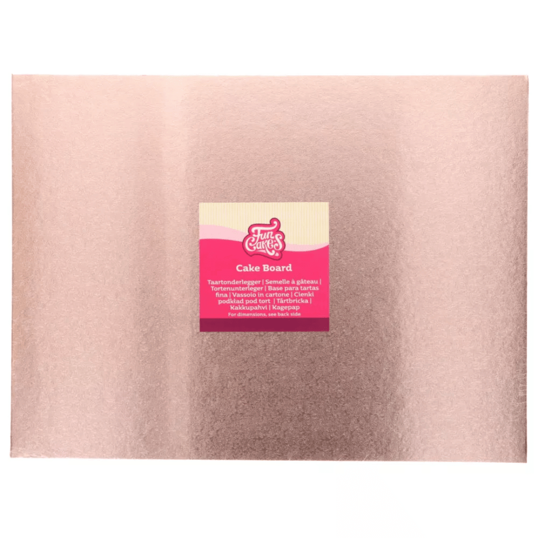 Base rectangular para tartas de 40 cm, color oro rosa, Funcakes