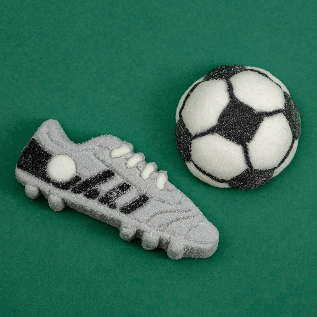 Malvaviscos de fútbol x12 - barra de dulces de cumpleaños o pastel de cumpleaños