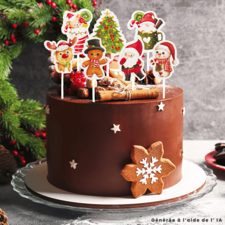 Adornos para tartas de Navidad de papel x16