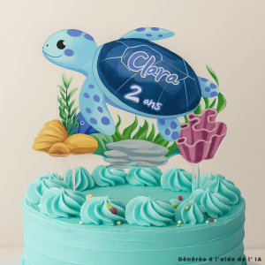 Adorno para tarta de tortuga personalizable