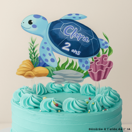 Adorno para tarta de tortuga personalizable
