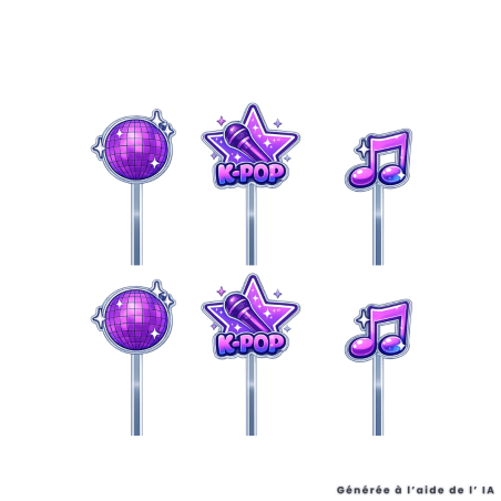 6 adornos morados para cupcakes K-Pop para un cumpleaños