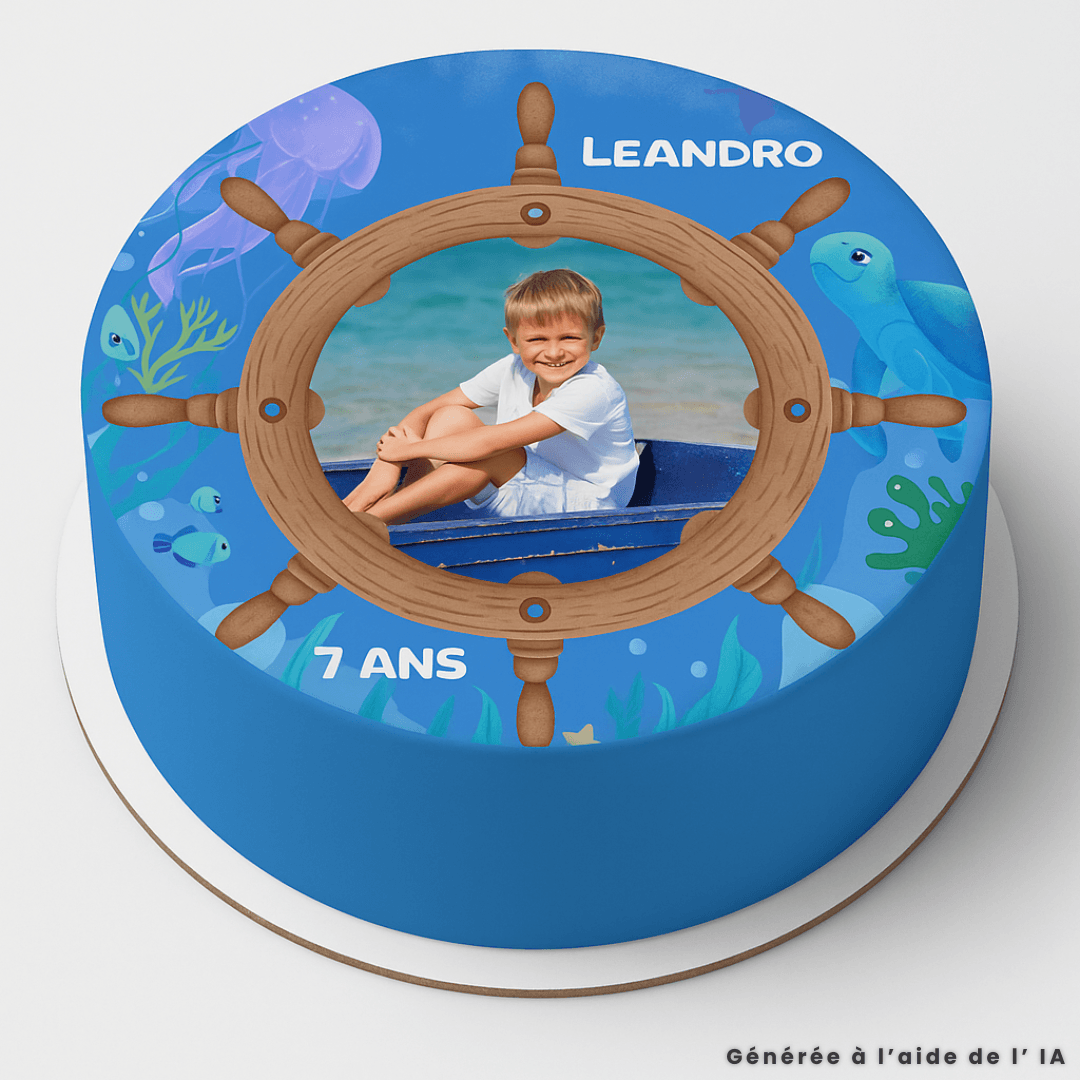 Fotografía comestible del océano de 24 cm para personalizar.