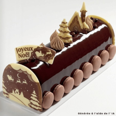 2 placas de chocolate para tronco de Navidad "Joyeux Noël"