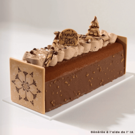 2 extremos de tronco con forma de copo de nieve - chocolate y caramelo