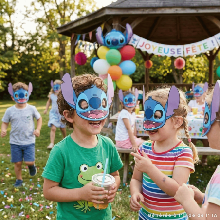 6 máscaras Stitch para decoración de cumpleaños Disney