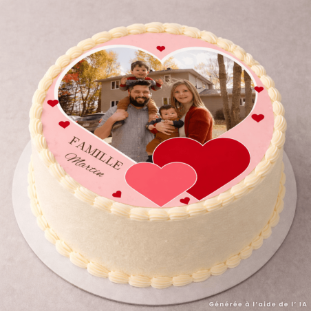 Foto Comestible Redonda Corazón Personalizable 24 cm | Autour du Gâteau