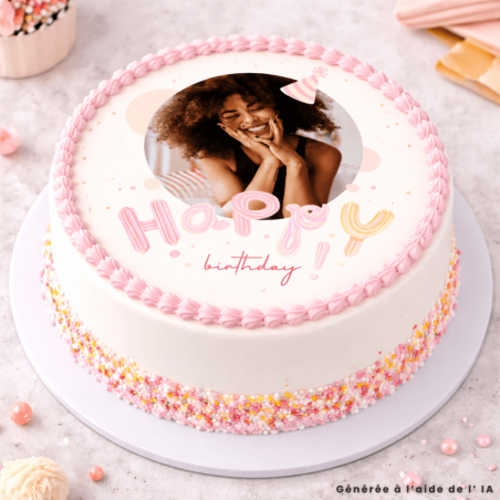 Foto comestible redonda de 24 cm Feliz cumpleaños