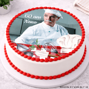 Foto comestible redonda de 24 cm con temática de cocina