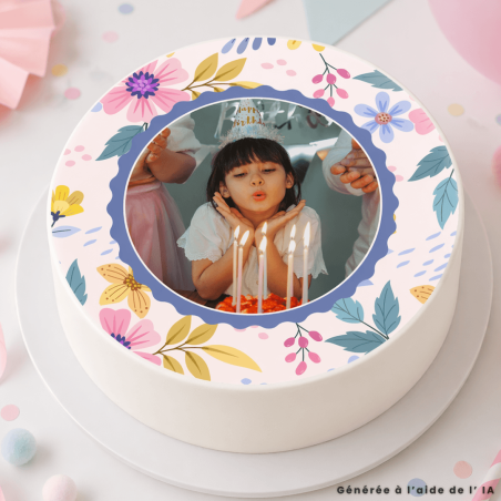 Fotografía floral comestible personalizable 24 cm