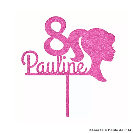 Adorno personalizable para muñeca con purpurina rosa