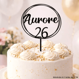Adorno redondo para tarta de cumpleaños para personalizar.