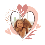 Foto comestible redonda personalizada con corazón multicolor