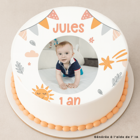 Foto de bebé comestible redonda de 24 cm para personalizar