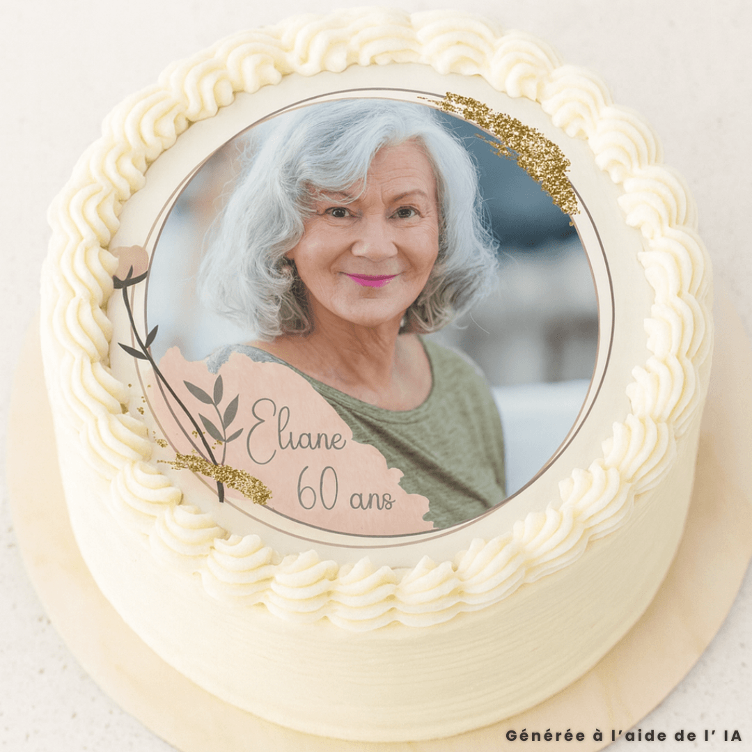Foto floral comestible de 24 cm para personalizar