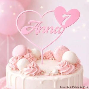Topper de pastel de corazón personalizado - Colores de su elección