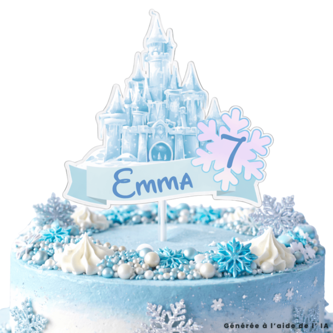 Adorno personalizable para pastel con forma de castillo de hielo