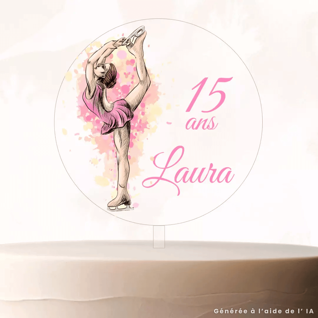 Adorno para tarta de patinaje artístico personalizable